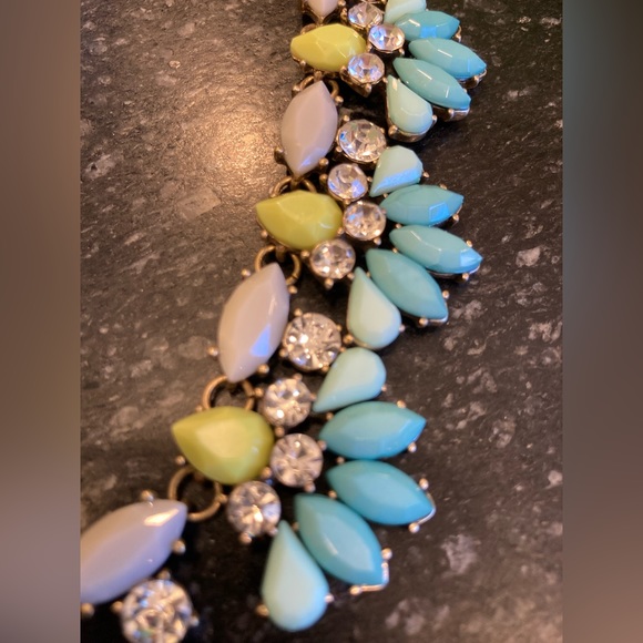 Ruff-skch Statement Necklace 19” adjustable Turquoise Lime Blue w/ earrings - Picture 4 of 6